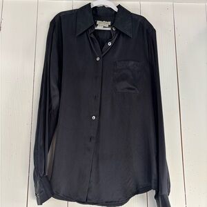 Ann Taylor Women’s Black 100% Silk Button-Down Shirt